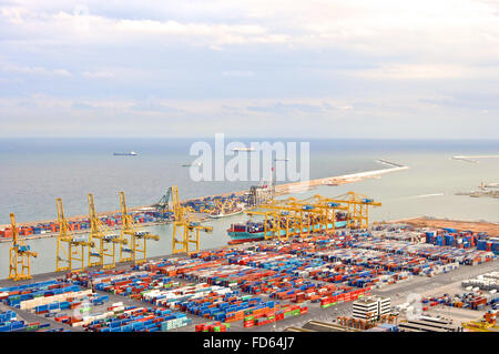 Cargo dock in Barcelona in Spain in summer Stock Photo