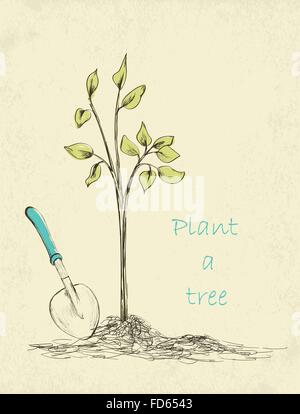 Small Parchment And Kids Planting Tree Vector Illustration. Royalty Free  SVG, Cliparts, Vectors, and Stock Illustration. Image 98787935.