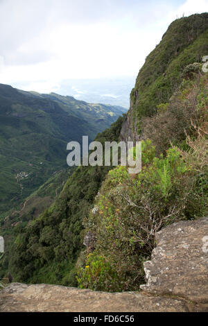 World's End is located in Horton Plains National Park of Nuwara Eliya, Sri Lanka. It is a sheer cliff, with a drop of about 4000 Stock Photo