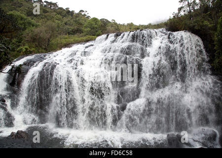 Baker's Falls is a famous waterfall in Sri Lanka, situated in Horton Plains National Park Stock Photo