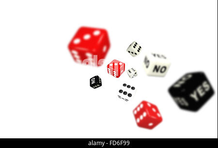 Dice cubes on white background. Conceptual image Stock Photo