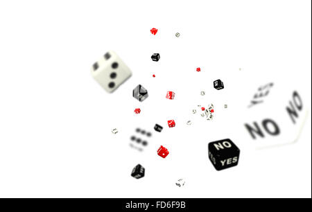 Dice cubes on white background. Conceptual image Stock Photo