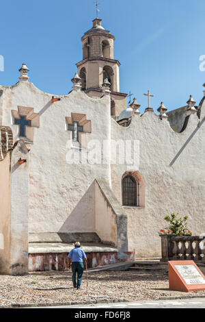 Facade of the fortress like Mexican baroque Sanctuary of Atotonilco, and important Catholic shrine in Atotonilco, Mexico. Stock Photo