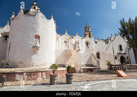 Facade of the fortress like Mexican baroque Sanctuary of Atotonilco, and important Catholic shrine in Atotonilco, Mexico. Stock Photo