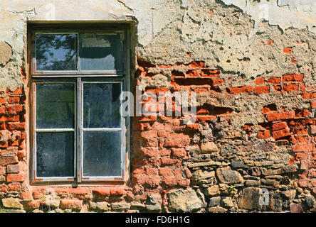 very grunge brick wall with the window Stock Photo