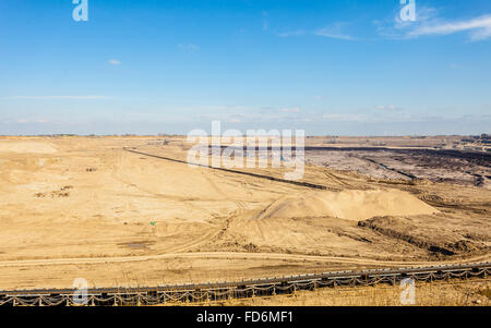 Open pit. Opencast brown coal mine. Belt conveyor as industrial detail. Stock Photo