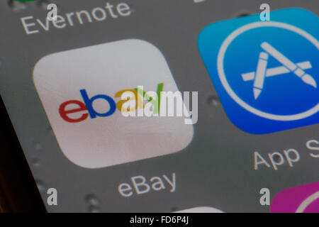 Internet shopping app, Ebay, on an iphone 6 screen Stock Photo