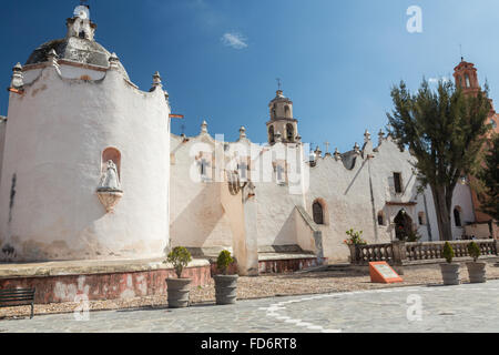 Facade of the fortress like Mexican baroque Sanctuary of Atotonilco, and important Catholic shrine in Atotonilco, Mexico. Stock Photo