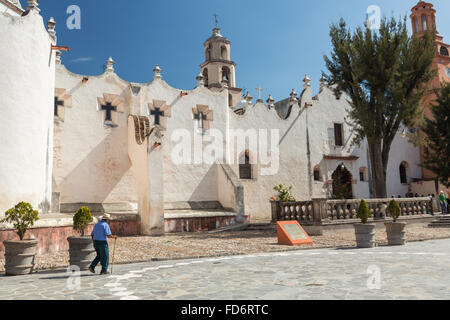 Facade of the fortress like Mexican baroque Sanctuary of Atotonilco, and important Catholic shrine in Atotonilco, Mexico. Stock Photo