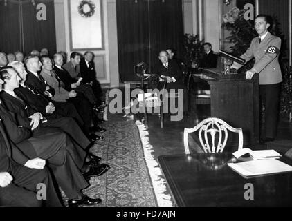 Joseph Goebbels at the first meeting of the Reich Cultural Senate, 1935 Stock Photo