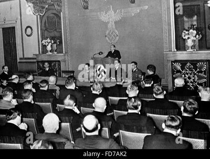 Walther Funk at the 3rd meeting of the Reich Cultural Senate, 1936 Stock Photo