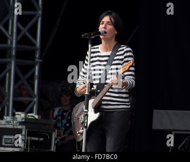 Sharleen Spiteri, lead singer of the rock band Texas, performs on stage at the Victorious festival in Portsmouth Stock Photo