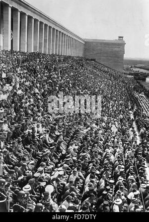 Spectators on the Zeppelin Grandstand during the Nuremberg Rally in 1936 Stock Photo