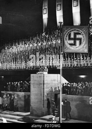 Joseph Goebbels during a speech on the Maifeld, 1937 Stock Photo