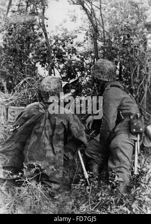 Machine gun position of the Waffen SS in Normandy, 1944 Stock Photo