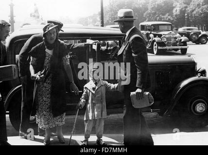 Hassan II, King of Morocco with a governess in Paris, 1934 Stock Photo