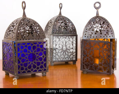 Egyptian lamps - metal and colored glass, from Cairo Stock Photo