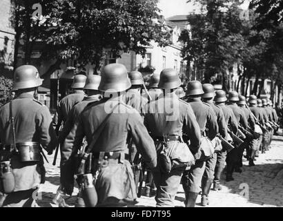 Column of German soldiers in a garrison town Stock Photo