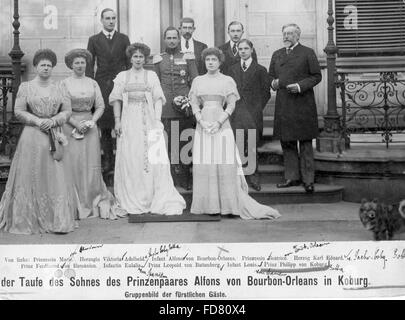 Guests at the baptism of Alvaro, son of Alfonso of Bourbon-Orleans, 1910 Stock Photo