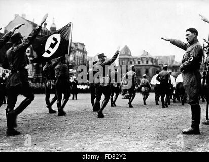 Adolf Hitler watches an SA parade in Brunswick, 1931 Stock Photo