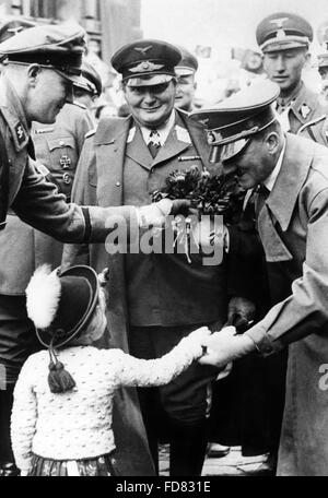 Adolf Hitler with Reinhard Heydrich and Hermann Göring, 1938 Stock Photo