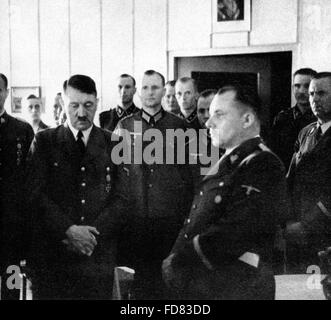 Adolf Hitler with Martin Bormann in his Western Front headquarters, 1940 Stock Photo