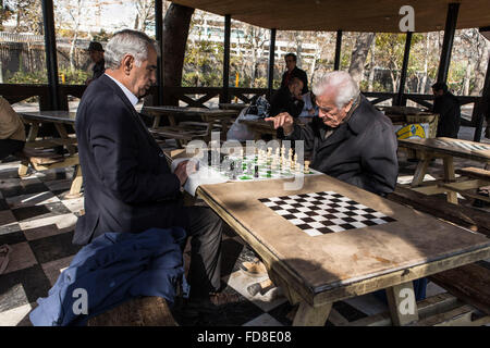 Chess players in Park Laleh in Tehran, Iran. Stock Photo