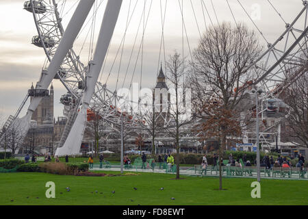 Abstract of the London Eye with Big Ben in Background United Kingdom Stock Photo