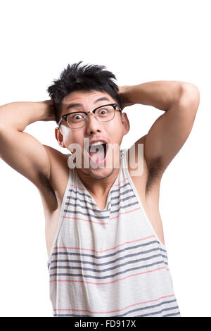 Portrait of young man surprised Stock Photo