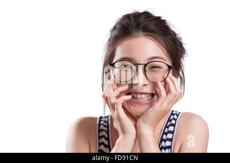 Portrait of young woman surprised Stock Photo