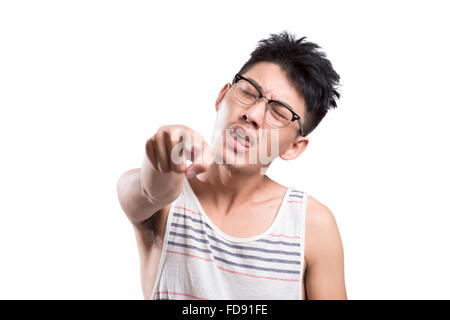 Portrait of young man scolding Stock Photo