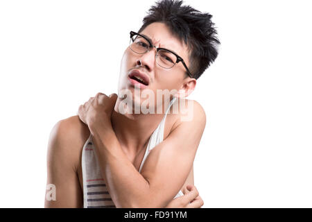 Portrait of young man freaking out Stock Photo