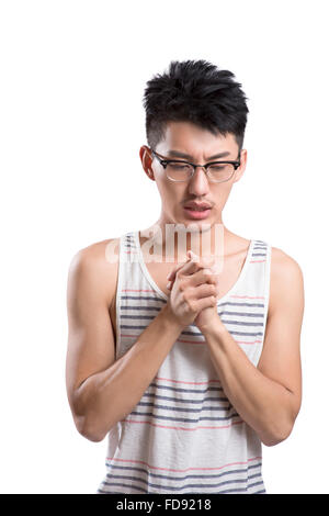 Portrait of young man worried Stock Photo