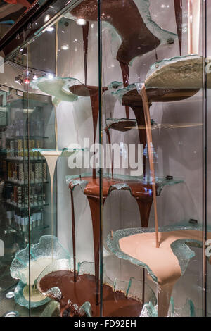 Worlds largest chocolate fountain in the Bellagio casino and resort Las Vegas, Nevada, USA Stock Photo