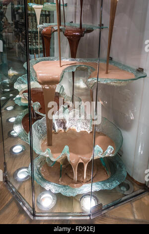 Worlds largest chocolate fountain in the Bellagio casino and resort Las Vegas, Nevada, USA Stock Photo