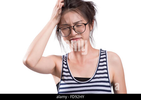 Portrait of young woman freaking out Stock Photo