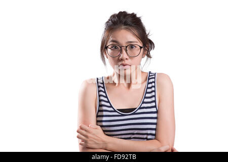 Portrait of young woman worried Stock Photo