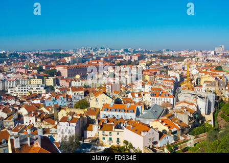 View from Miradouro Sophia de Mello Breyner Andresen, Alfama, towards Mouraria and hospiltal Sao Jose, Lisbon, Portugal Stock Photo