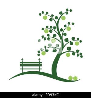 Apple tree isolated on white Stock Vector