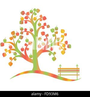Apple tree isolated on white Stock Vector