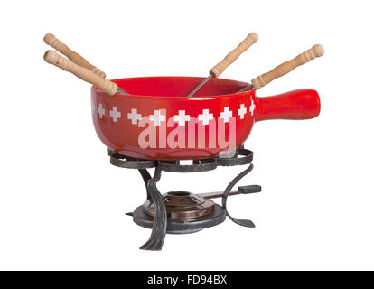 Swiss fondue isolated on a white background Stock Photo