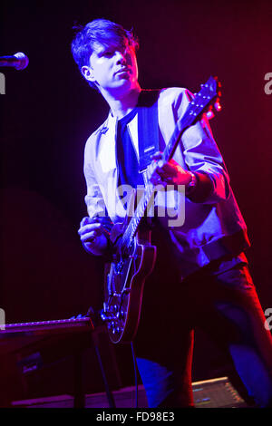 Milan Italy. 28th January 2016. The English indie rock band EVERYTHING EVERYTHING performs live on stage at Fabrique opening the show of Foals Credit:  Rodolfo Sassano/Alamy Live News Stock Photo