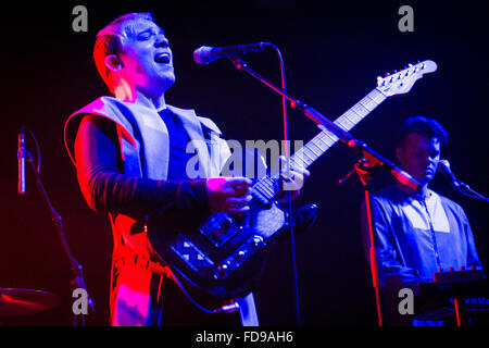 Milan Italy. 28th January 2016. The English indie rock band EVERYTHING EVERYTHING performs live on stage at Fabrique opening the show of Foals Credit:  Rodolfo Sassano/Alamy Live News Stock Photo