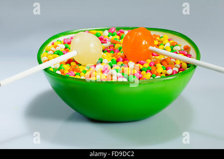Candy Fennel seed and Lollipop bowl nobody Stock Photo