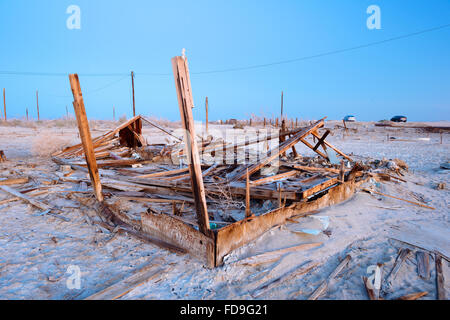 The remains of a building in Bombay Beach, California, on the eastern shore of the Salton Sea Stock Photo