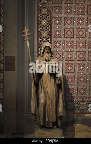 Statue of Saint Cyril (1937) by Czech sculptor Bretislav Kafka in the Church of Saints Cyril and Methodius on Karlinske square in Karlin district in Prague, Czech Republic. Stock Photo