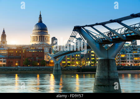 London millennium Footbridge at dusk Stock Photo