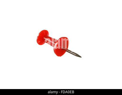 The red pushpin is isolated on a white background Stock Photo