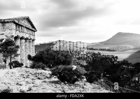 The Doric Temple at Segesta, Sicily built in late 5th century BC Stock Photo