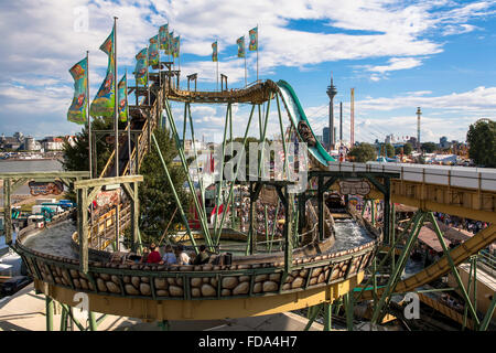 DEU, Germany, Duesseldorf, fun fair at the banks of the river Rhine in the town district Oberkassel, log flume.  DEU, Deutschlan Stock Photo